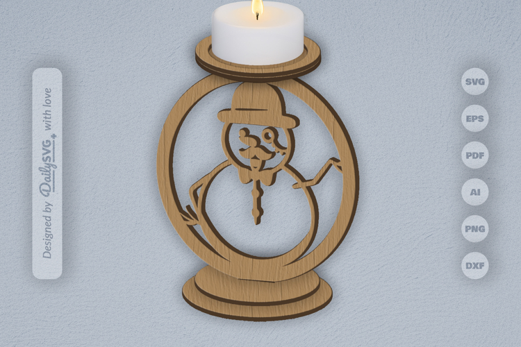 Winter Snowman Candle Holder Laser Cut