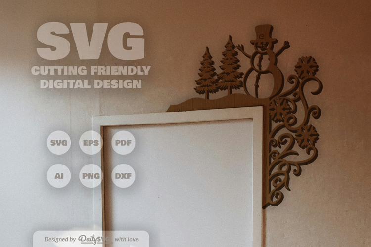 Winter Snowman Door Corner SVG
