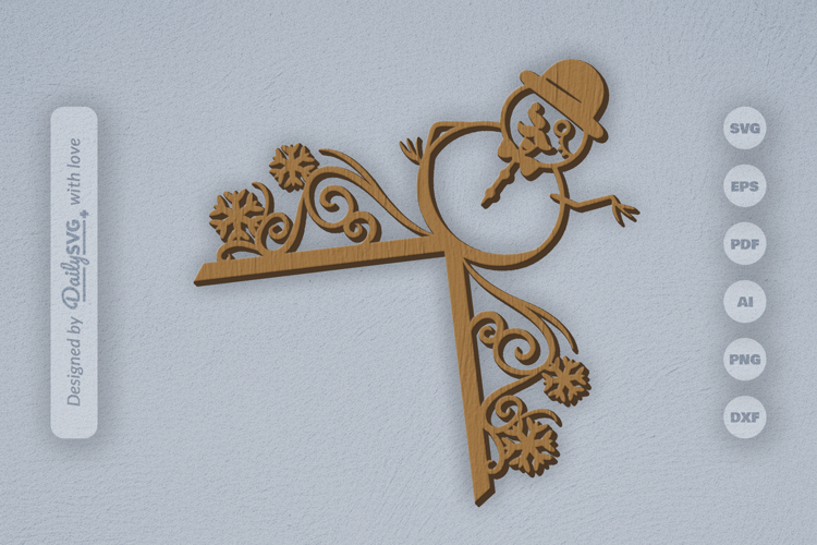 Winter Snowman Door Corner SVG