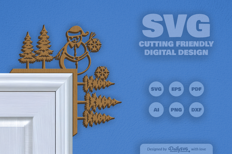 Winter Snowman Door Corner SVG