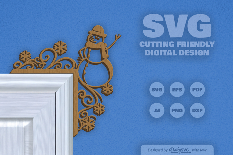 Winter Snowman Door Corner SVG