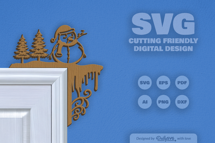 Winter Snowman Door Corner SVG
