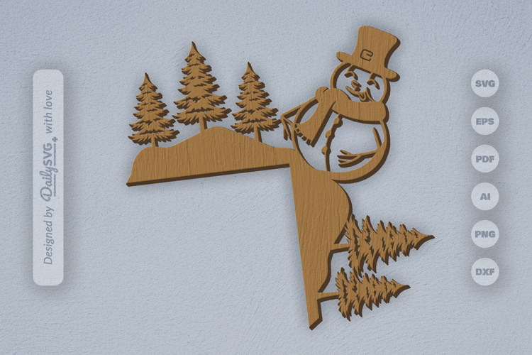 Winter Snowman Door Corner SVG