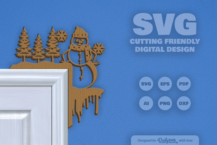 Winter Snowman Door Corner SVG
