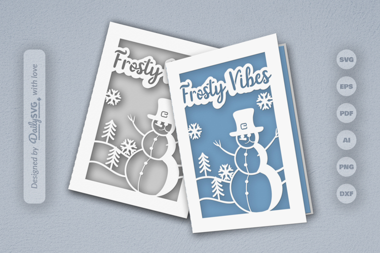Winter Snowman Christmas Greeting Card SVG