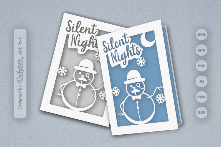 Winter Snowman Christmas Greeting Card SVG
