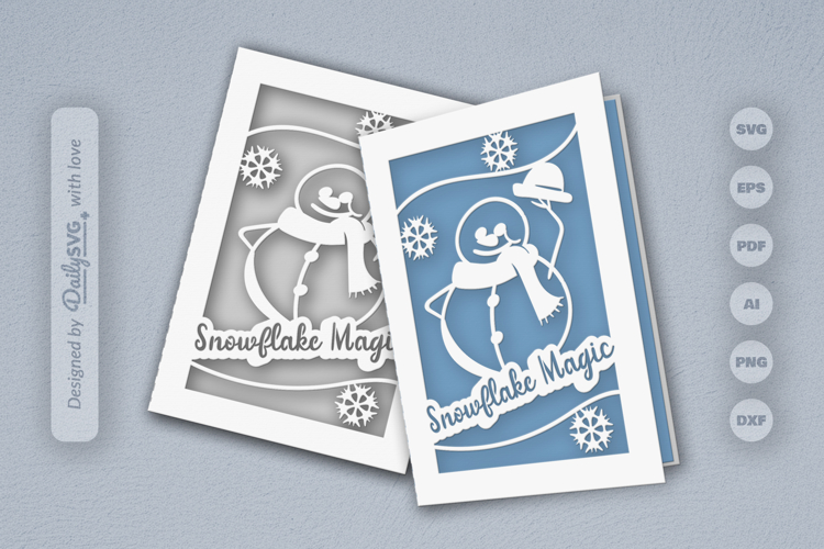 Winter Snowman Christmas Greeting Card SVG