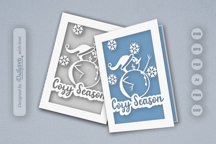 Winter Snowman Christmas Greeting Card SVG