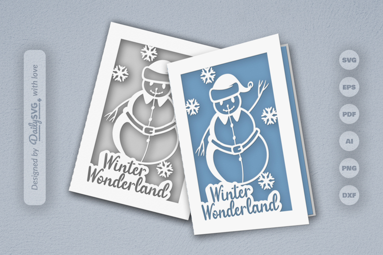 Winter Snowman Christmas Greeting Card SVG