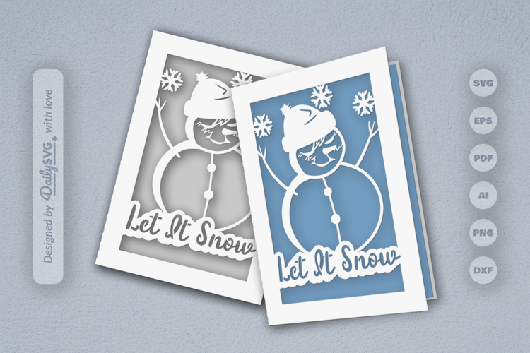 Winter Snowman Christmas Greeting Card SVG