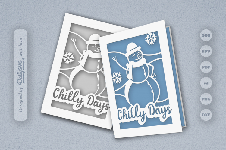 Winter Snowman Christmas Greeting Card SVG