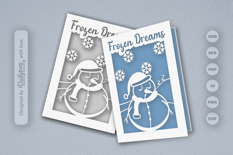 Winter Snowman Christmas Greeting Card SVG