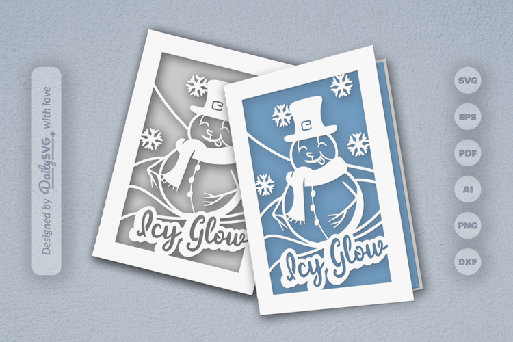 Winter Snowman Christmas Greeting Card SVG