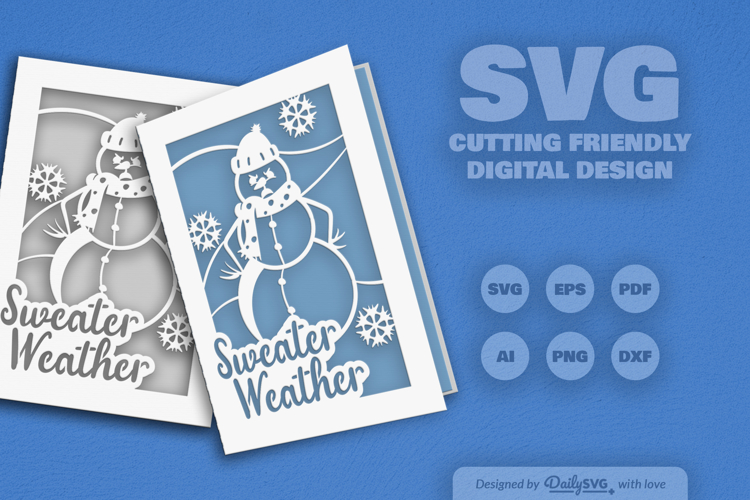 Winter Snowman Christmas Greeting Card SVG