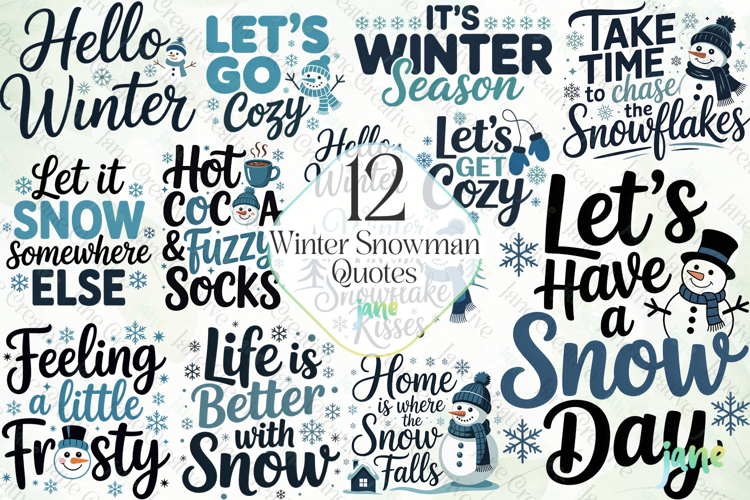 Winter Snowman Quotes Sublimation Bundle