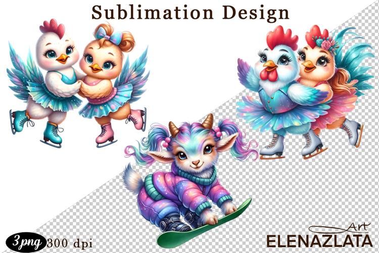 Winter sports clipart, American sports, animal clipart
