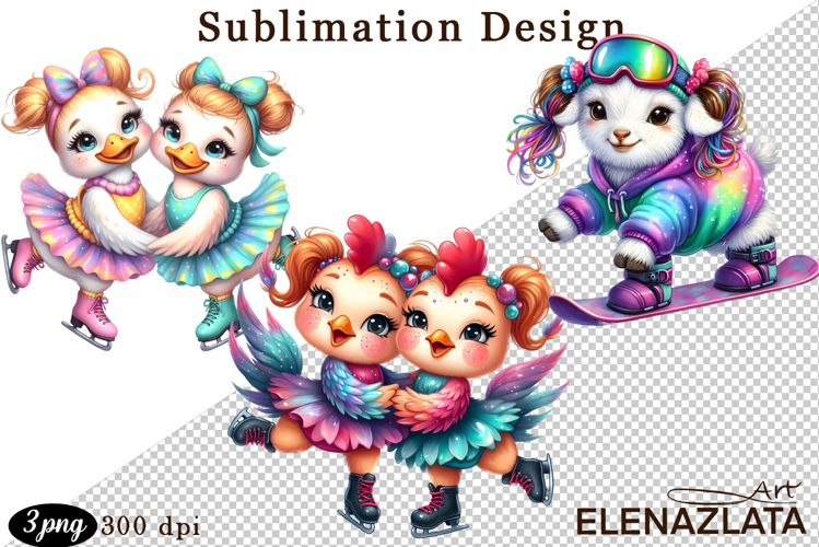 Winter sports clipart, American sports, animal clipart