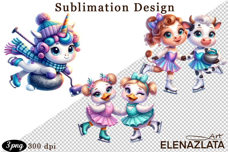 Winter sports clipart, American sports, animal clipart