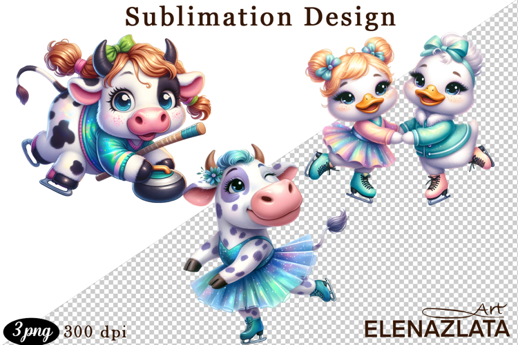 Winter sports clipart, American sports, animal clipart