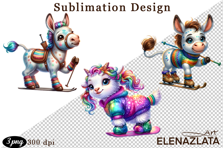 Winter sports clipart, American sports, animal clipart