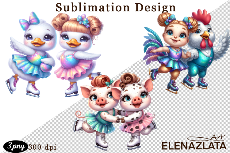 Winter sports clipart, American sports, animal clipart