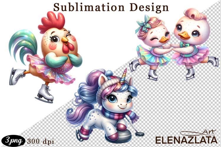 Winter sports clipart, American sports, animal clipart