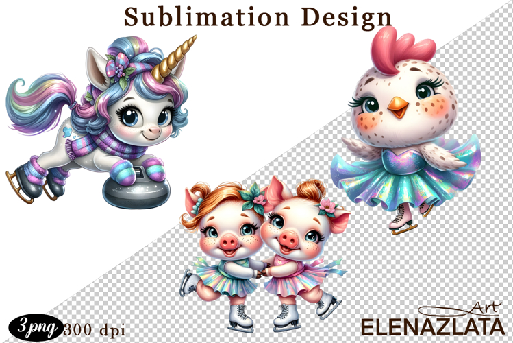 Winter sports clipart, American sports, animal clipart