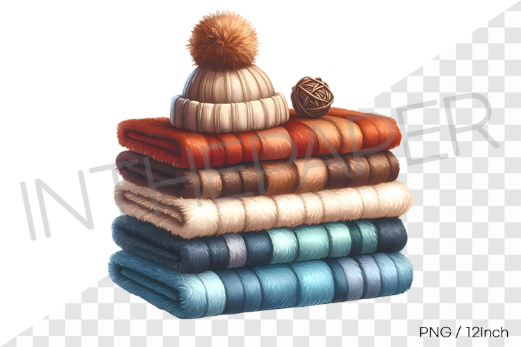 Cozy knit winter fabric with beanie PNG winter fabric illust