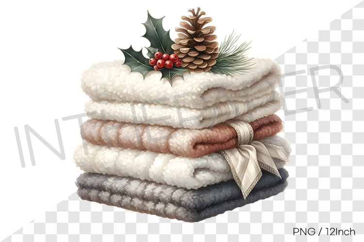 White fluffy fleece fabric with pinecone PNG winter fabric example image 1