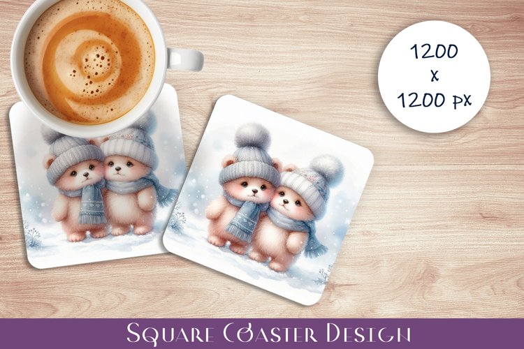 Cute Bears Coaster Design. Winter Bears Coaster Sublimation