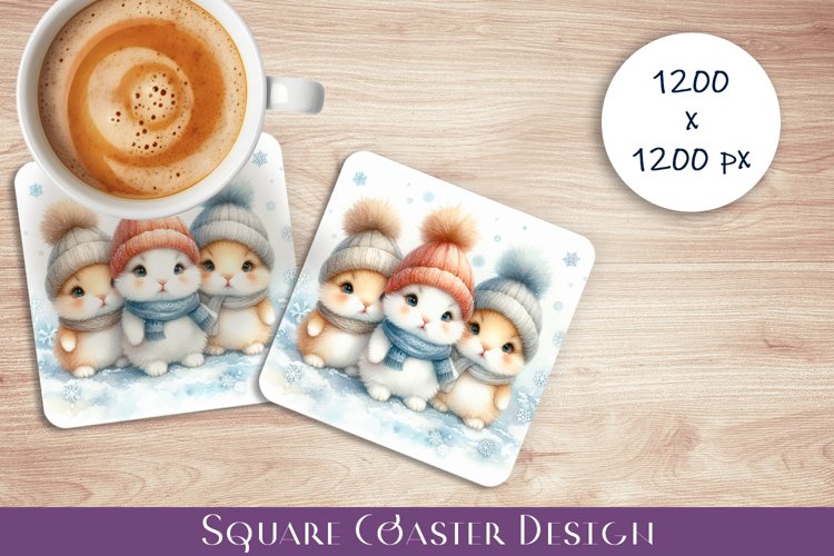 Cute animals, teddy banny. Winter Coaster Sublimation