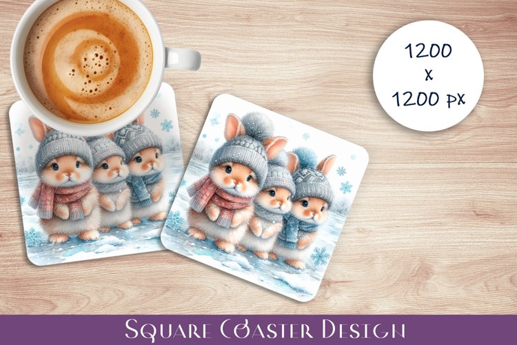Cute animals, teddy banny. Winter Coaster Sublimation