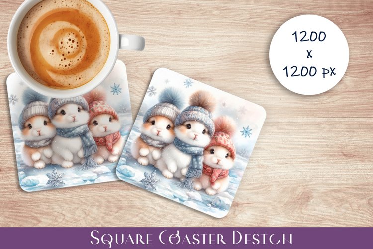 Cute animals, teddy banny. Winter Coaster Sublimation