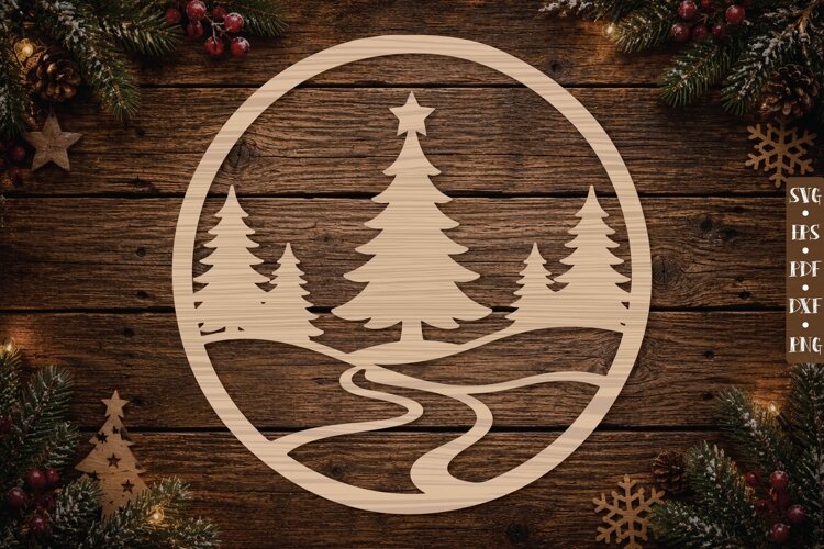 Winter Tree Ornament SVG example image 1