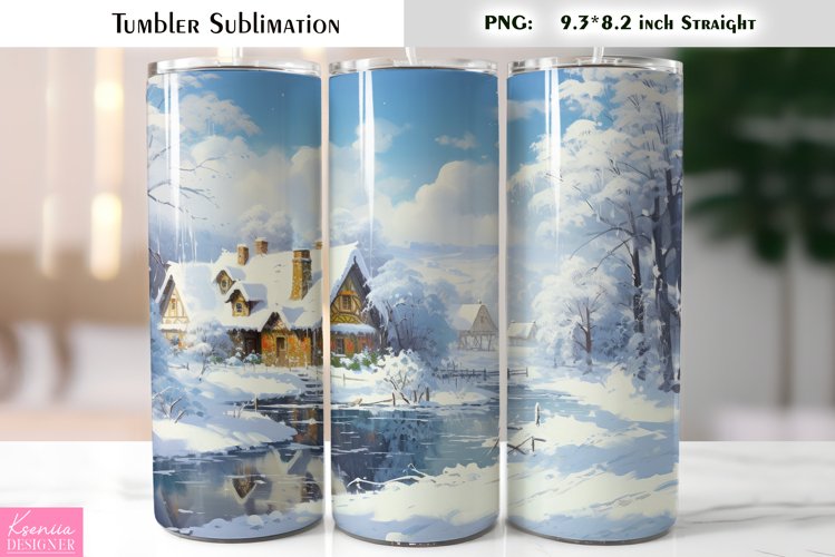 Snow Christmas Tumbler Sublimation|Watercolor Winter