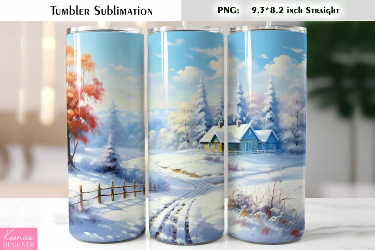 Snow Christmas Tumbler Sublimation|Watercolor Winter