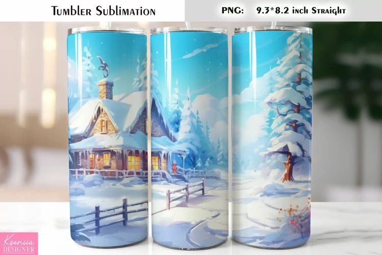 Snow Christmas Tumbler Sublimation|Christmas Village