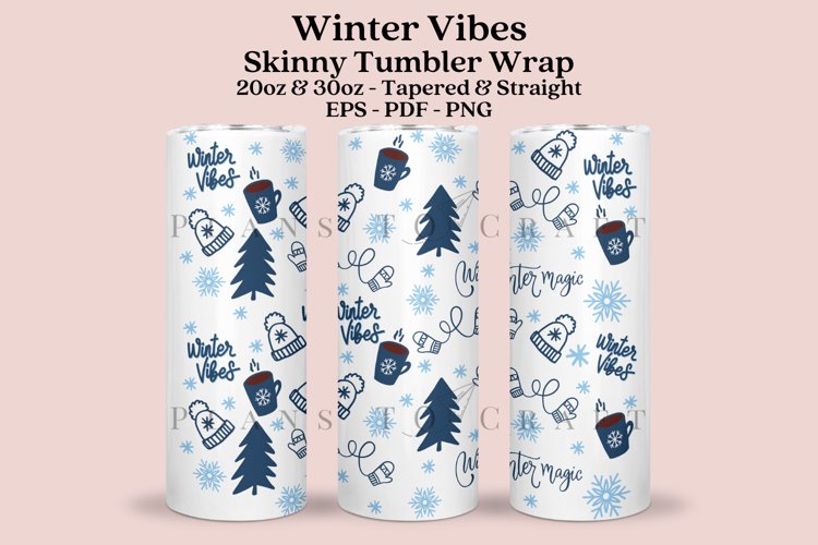 Winter Vibes Tumbler Sublimation Wrap SVG