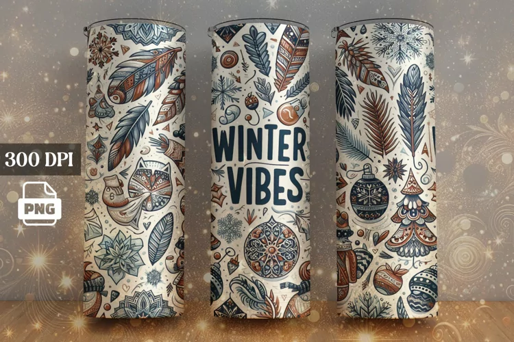 Winter Vibes 20oz Skinny Tumbler, Tumbler Sublimation Warp