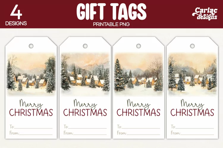 Christmas Gift Tags, Merry Christmas Printable Tags