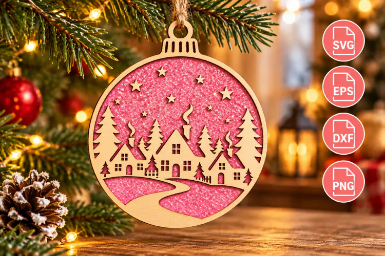 Winter Village Ornament Laser Cut
