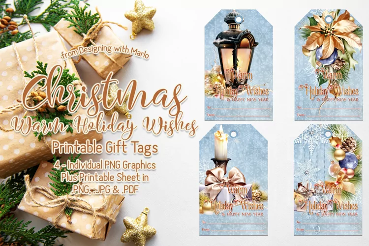 Christmas Winter Warm Wishes Printable Gift Tags & Sheet