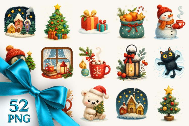 Winter clipart printable sublimation bundle png