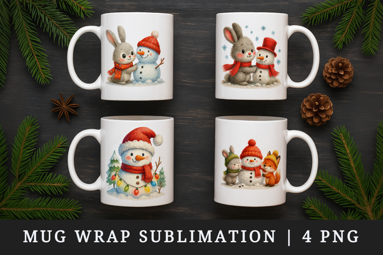 Winter mug wrap printable sublimation design
