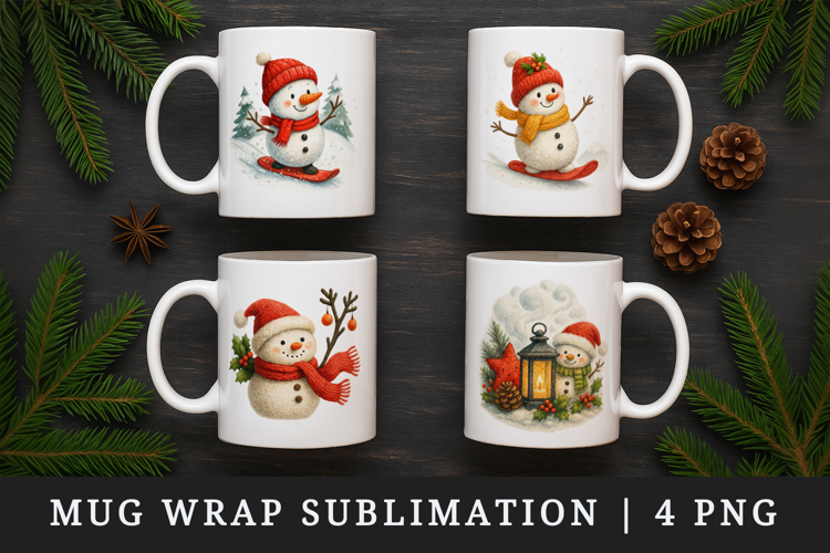 Winter mug wrap printable sublimation design