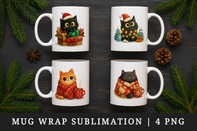 Winter mug wrap printable sublimation design