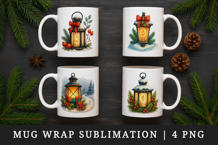 Winter mug wrap printable sublimation design