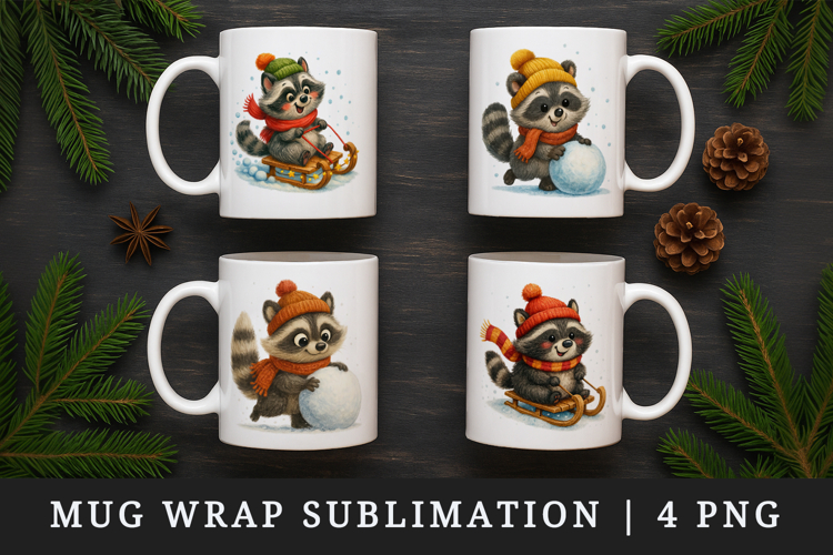 Winter mug wrap printable sublimation design