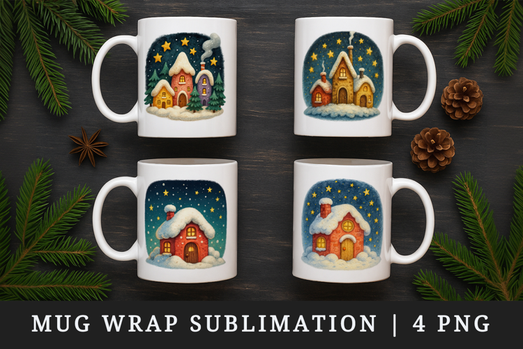 Winter mug wrap printable sublimation design