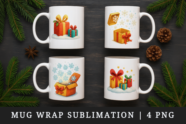 Winter mug wrap printable sublimation design